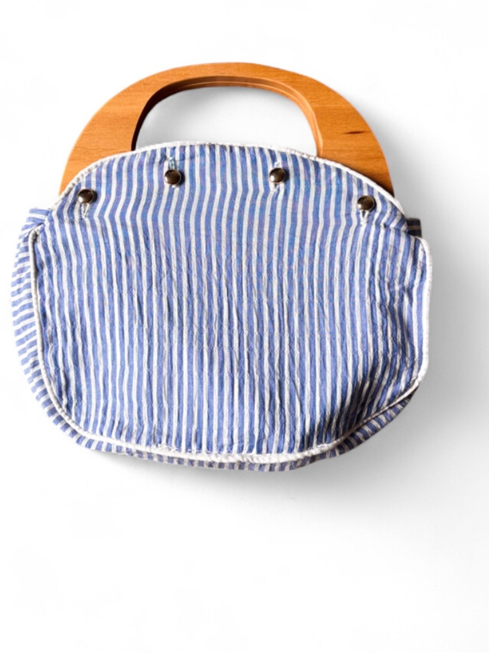 Lilly Pulitzer Reversible Bermuda Bag Wood Handle Resort White Seersucker - Picture 5 of 7